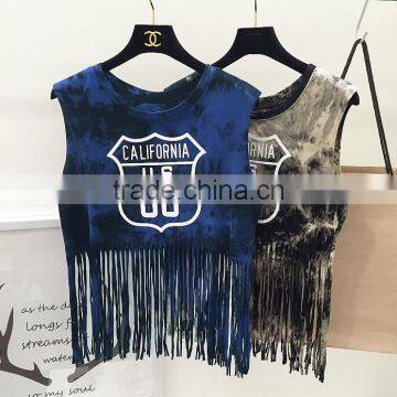 Custom Ladies Sleeveless Sports Wear Sexy Tank Tops Clubwear For Women Tassels For Garments photo-5