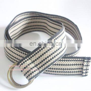 Cheap Striped Polyester Cnavas Fabric Belts With Iron Belt Buckle