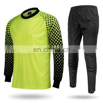 OEM rib long sleeve custom foam printing yellow dry fit lycra prolite fabric soccer jersey set
