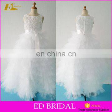 Beautiful Appliques Tulle Fancy Customized Real Sample Vintage Flower Girl Dress