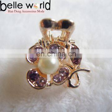 Wedding Flower Rhinestone Pearl Mini Hair Claw Clips