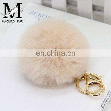 2016 Beautiful and Softly Multicolor Fur Ball Keychain Genuine Rabbit Fur Pom Pom Key Chain photo-3