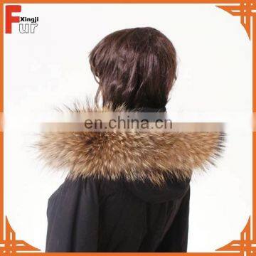 Down coat raccoon fur collar trim