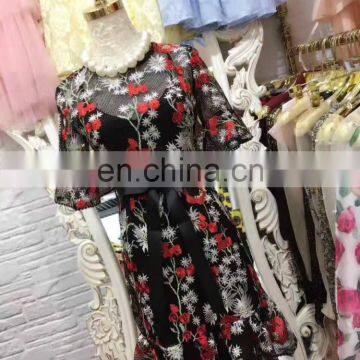 Heavy Embroidered Black Short Sleeve Round Neck Midi Length Girl Gorgeous Lace Dress photo-6