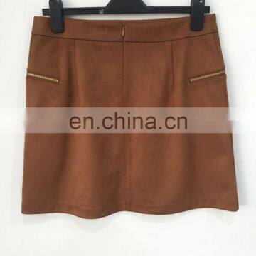 The New Spring and Summer 2017 Composite Faux Suede Zipper Skirts photo-2