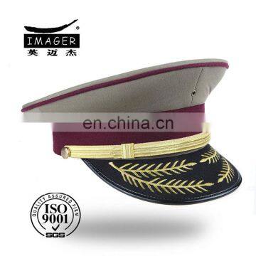 HAND-MADE military cap button with double leaf embroidery