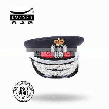 Customized Air Force Captain Peaked Cap with Double Silver Embroidery