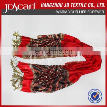 fashion red blue gray leopard print scarf