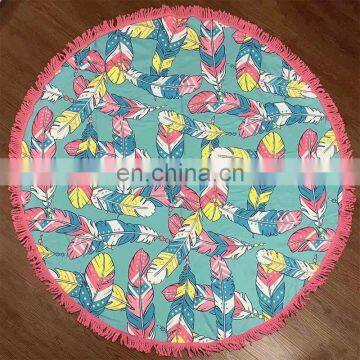 Cotton Cheap Custom Reactive Printed Round Beach Towel Mandala Scarf photo-2