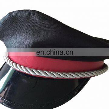 thick strap kids military peaked cap with PU cap band