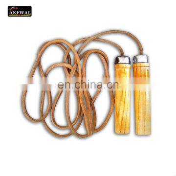 Leather Jump Rope In Wooden Handles