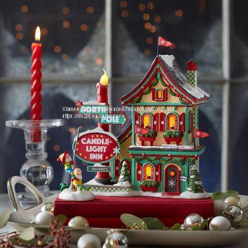 X\'mas LED Lights Christmas House Customized European-style Creative Christmas Decoration House LED Night Light Simulation Cookie House Resin Crafts Decoration photo-2