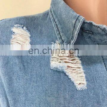 2020 Hot Sale Wholesale Ripped Women Girls Lady Denim Jeans Dress photo-5