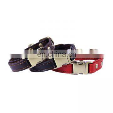 Custom Strong Metal Buckle Luxury Real Leather Dog Collar photo-2