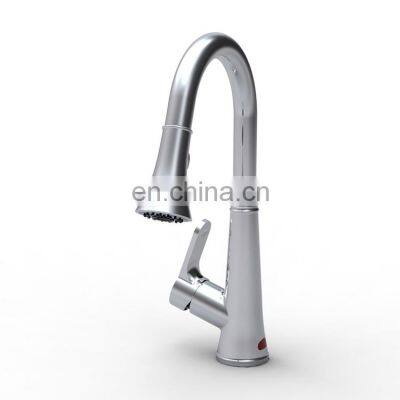 Single handle pull out brass automatic pre rinse kitchen faucet