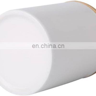 Mini Small Custom Airtight White Kitchen Ceramic Caddy Canister Tea Herbs Container Storage Bottles Jars With Bamboo Lid