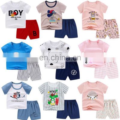 Kids Summer Clothes Newborn, Baby Girls Short Sleeve Clothing Sets T shirt+Shorts 2pcs Baby Outfits Set/