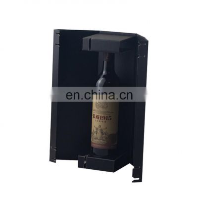 Durable black corrugated paper with gold hot stamping embossing logo folding magnetic box with flap packaging for wine bottle