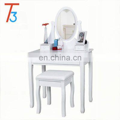 Cheap Wooden Vanity Mirrored Modern Dressing Table With Mirror And Stool photo-2