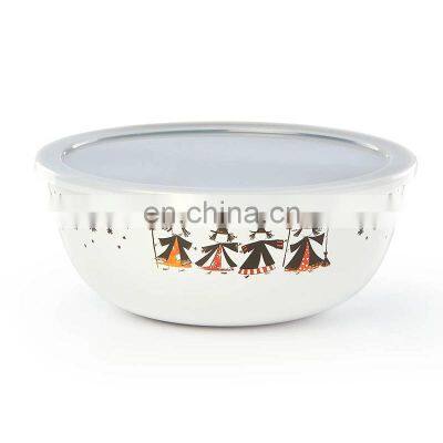 China Oem Big Sized Two Tones Plain Stock Enamel Salad Bowl With Black Fim photo-4