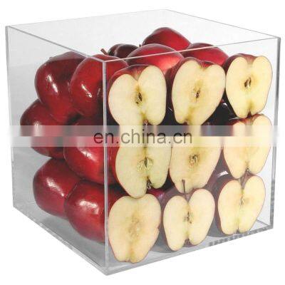 5 Sided Clear Fruit Display Box Custom Acrylic Fruit Storage Cube