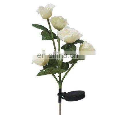 Led Waterproof Outdoor Rose Flower Vase Lamp for Wedding Valentine Home Decor Ground Garden New Solar Flower Lamp