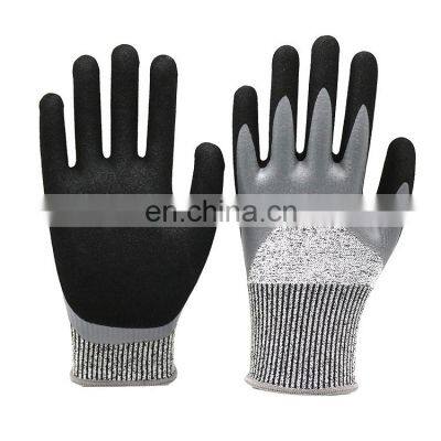 Double Nitrile Coating Sandy Finish Cut Chemical Resistant Gloves Water Proof Safety Work Anti Cut Gloves Garbage Handling