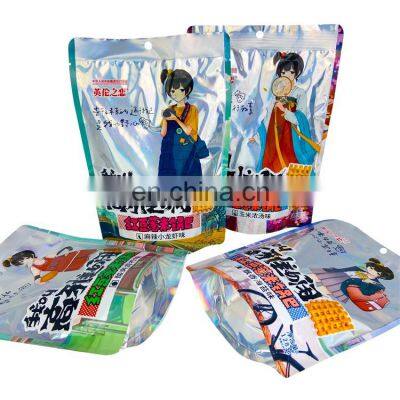 Custom Printed Crispy Snack Food Aluminum Foil Holographic Packaging Stand up Zipper Bag photo-2