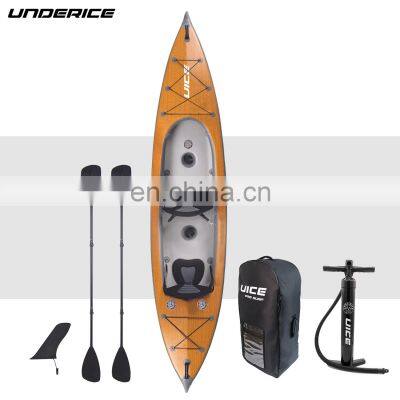 OEM ODM Drop Stitch Kayak 2 Person Wood Grain Kayak Two Valves Without Tube for Adult Unisex photo-3