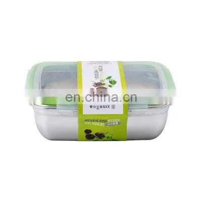 304 stainless steel food container Three-piece set crisper for fridge oven  Airtight Metal Food Containers