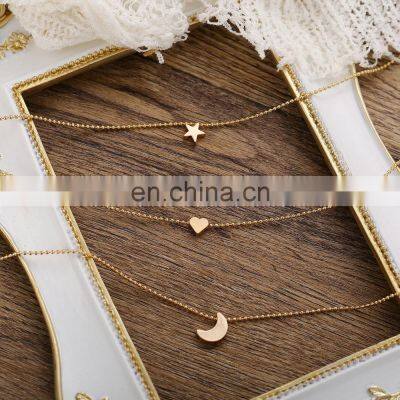 Bohemian Gold Moon Choker Necklace for Women Chains Statement Necklace Star Map Heart Pendant Necklaces Boho Jewelry Gift photo-3