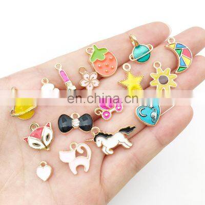 150pcs Unicorn Charms Random Mixed Fruit Animal Flowers Alloy Pendants Earrings Jewelry Making Accessory