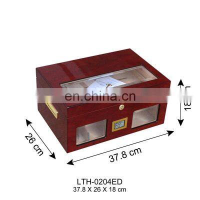 Cedar Wood Travel Humidor Box Portable Cigar Case Glass Top Cigar Wooden Box Acrylic Cigar Humidor photo-2