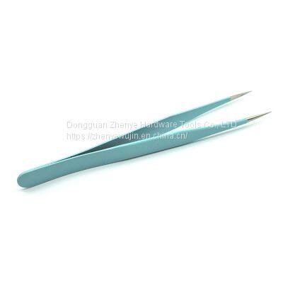 Colorful Makeup Eyelash Tweezers High-quality Stainless Steel Acid and Alkali Resistant Blue Straight Head Tweezers Sticker photo-5