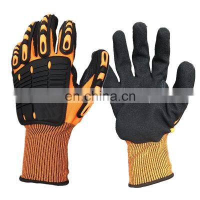 Oilfield Work Heavy Duty High Anti Cut5 Mechanic Nitrile Coated Safety Cut Resistant Impact Gloves