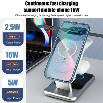 Customizable Desktop 3 in 1 All-In-One Wireless Charger Stand & Holder Multifunctional Charging Solution for IPhone photo-6