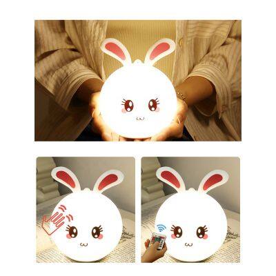 Rabbit Lamp Bunny LED Night Light Children's Night Light Baby Sleeping Bedside Lamp USB Silicone Tap Control Touch Sensor Light photo-4