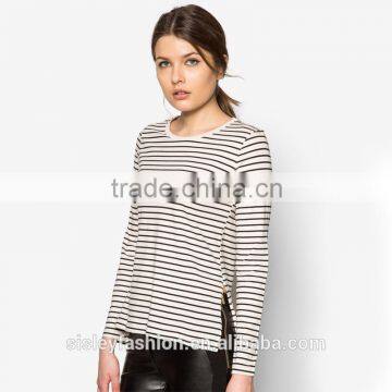 Stripe design women's t-shirt fashion t shirt with spring clothing for girl'sTS110