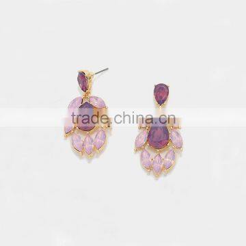 CRYSTAL RHINESTONE PETAL TEARDROP EVENING EARRINGS photo-2