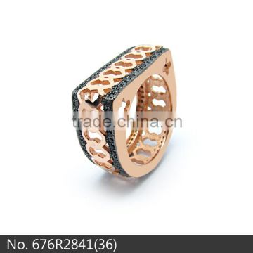 HOT selling rings jewelry in 925 silver rose gold plated AA black zirconia rings from sls jewelry 2016