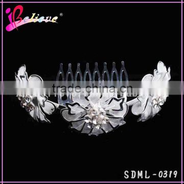 China products bridal hair jewelry wholesale metal silver hair jewelry hair cutting comb