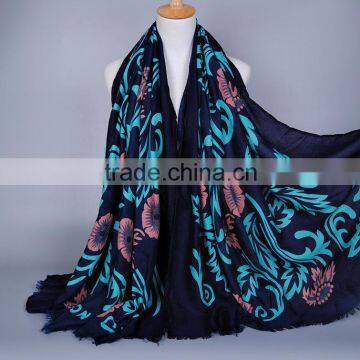 New Style Cotton Woman Flower Printed Scarf