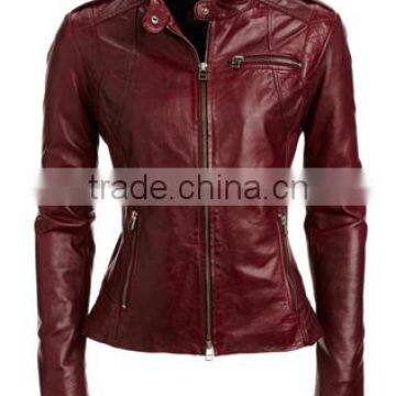 Genuine Sheep leather jacket for women, ladies biker leather jacket