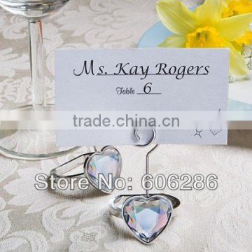 Romantic design wedding place card hold crystal ring shaped design card holder