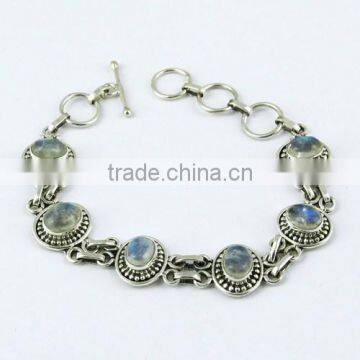 Rainbow Moonstone 925 Sterling Silver Bracelet