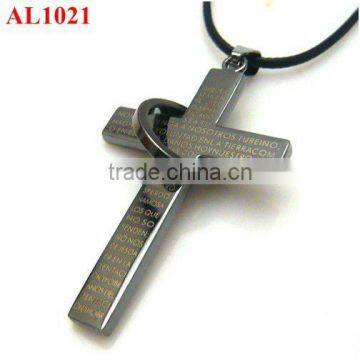 New Arrival cross charm with ring scriptures Men style lover necklaceAL1021