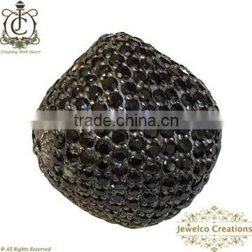 925 Sterling Silver Jewelry Component, Gemstone Ball Findings, Black Spin Gemstone Finding Jewelry, Gemstone Beads Manufacturer