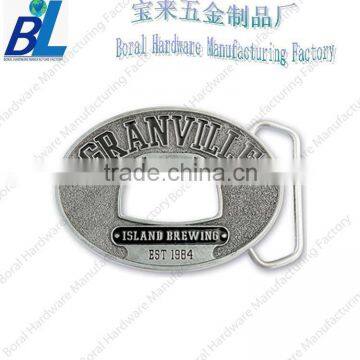 Die casted reversible belt buckle with bottle opener