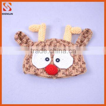 Hot selling handmade reindeer shape women crochet hats