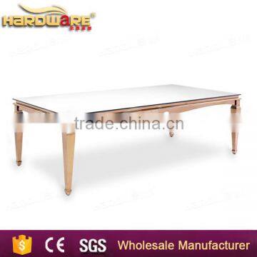 wholesale rose gold stainless steel wedding table square dining table                        
                                                Quality Choice